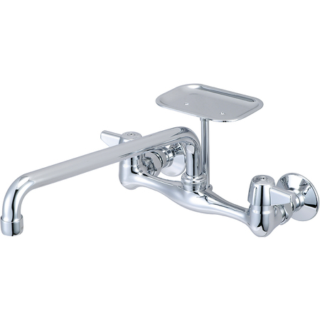 CENTRAL BRASS Two Handle Wallmount Kitchen Faucet, NPT, Wallmount, Polished Chrome, Number of Holes: 2 Hole 0048-TA3